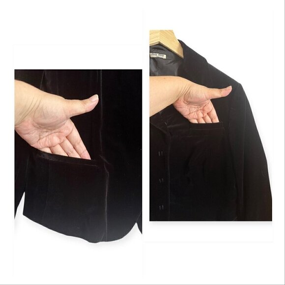 Miu Miu Black Velvet Blazer Jacket, Size 44‎ Italy/M - Picture 11 of 16